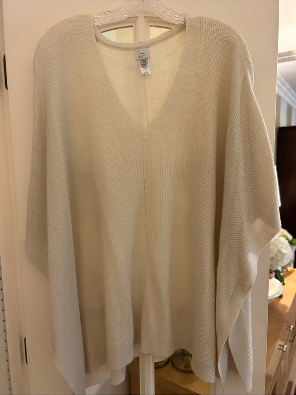 a new day Cream V-Neck Knit Poncho